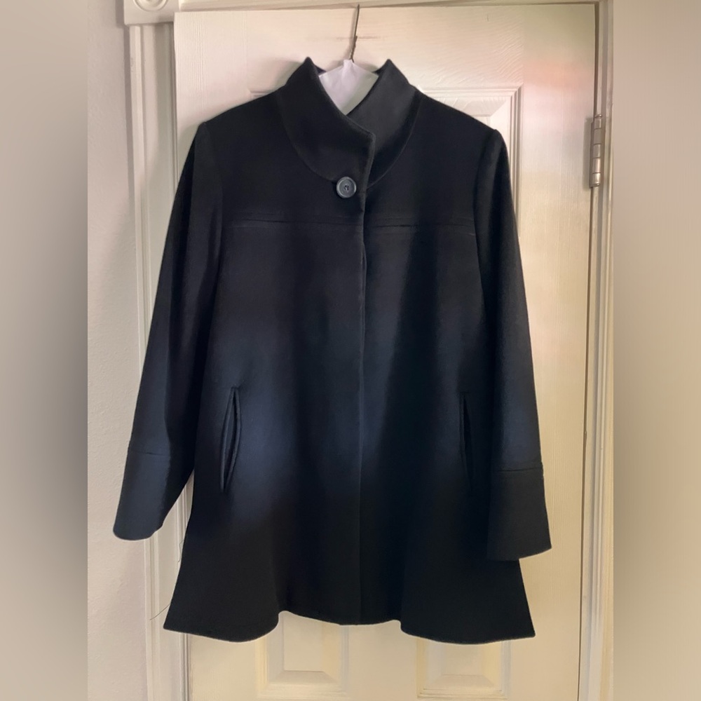 FLEURETTE PETITE Dawn Stand Collar Wool Car Coat fabric Loro Piano